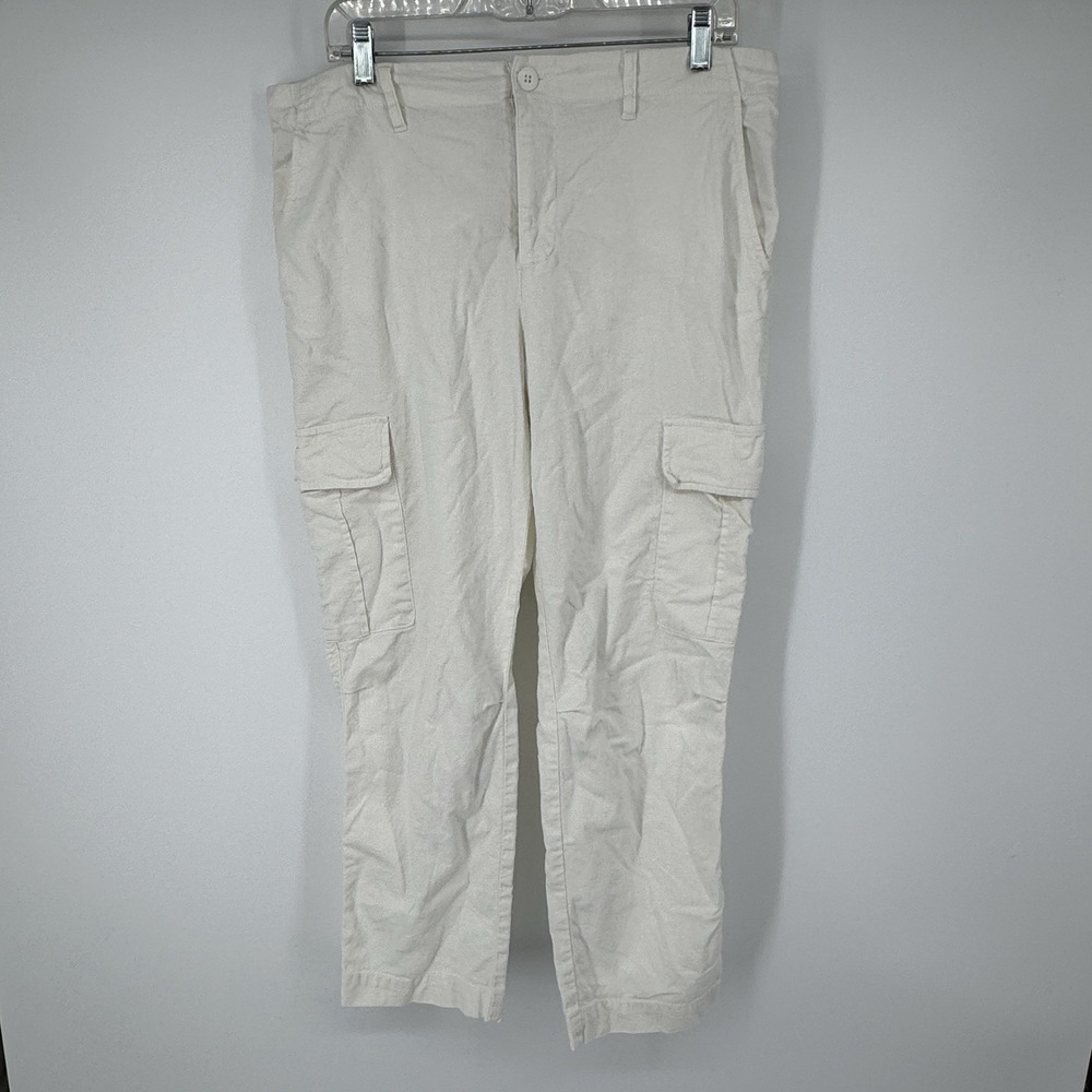 Sanctuary Linen Blend Cargo Pants Womens 30 Ivory Utility Coastal Bohemian Beach